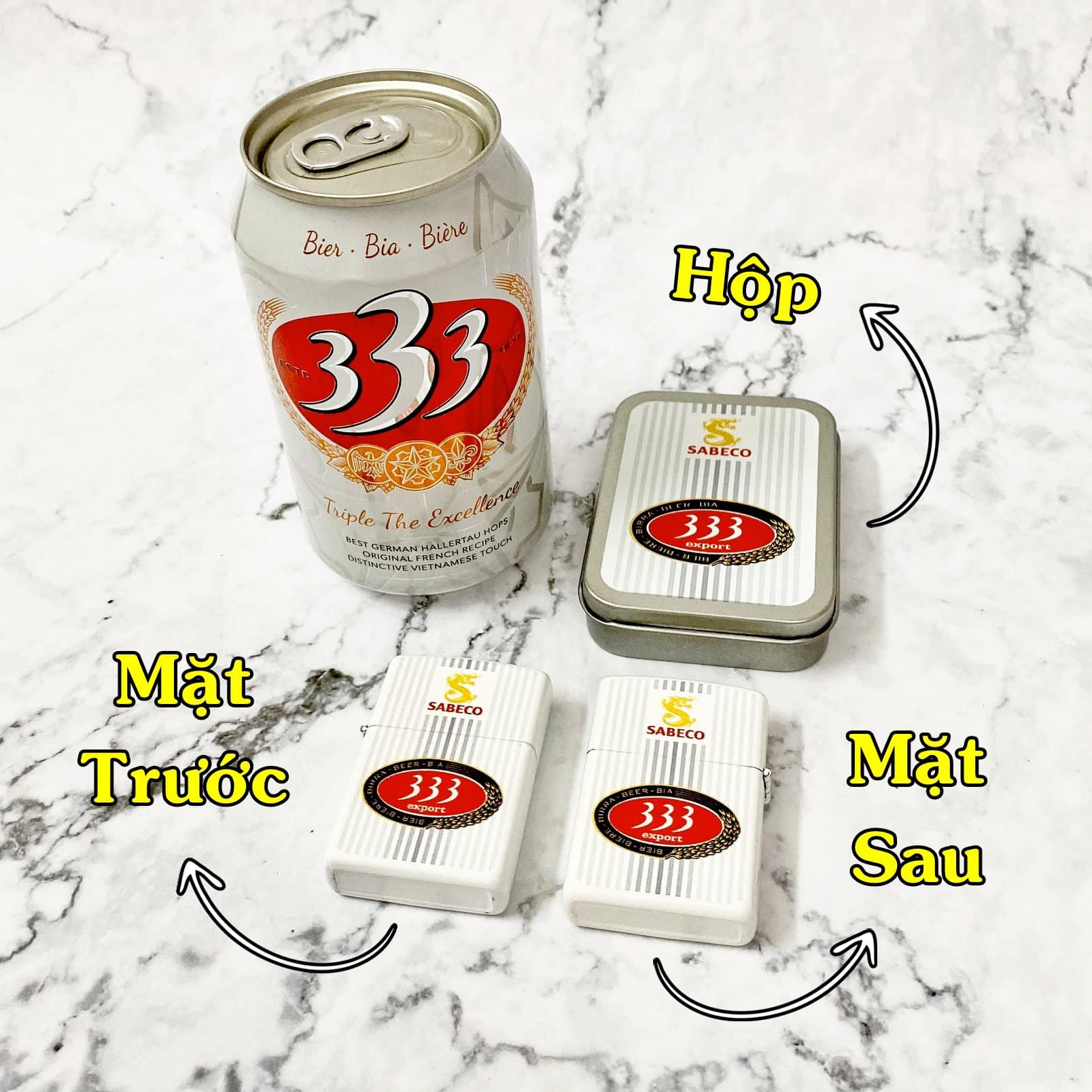 BẬT LỬA ZIPPO 2 MẶT LOGO BIA 333 GIÁ RẺ FULLBOX