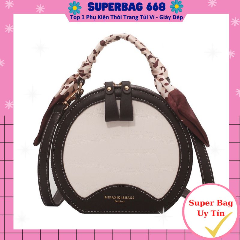 Túi nữ đeo chéo nữ thời trang cốp tròn kèm khăn spb 450