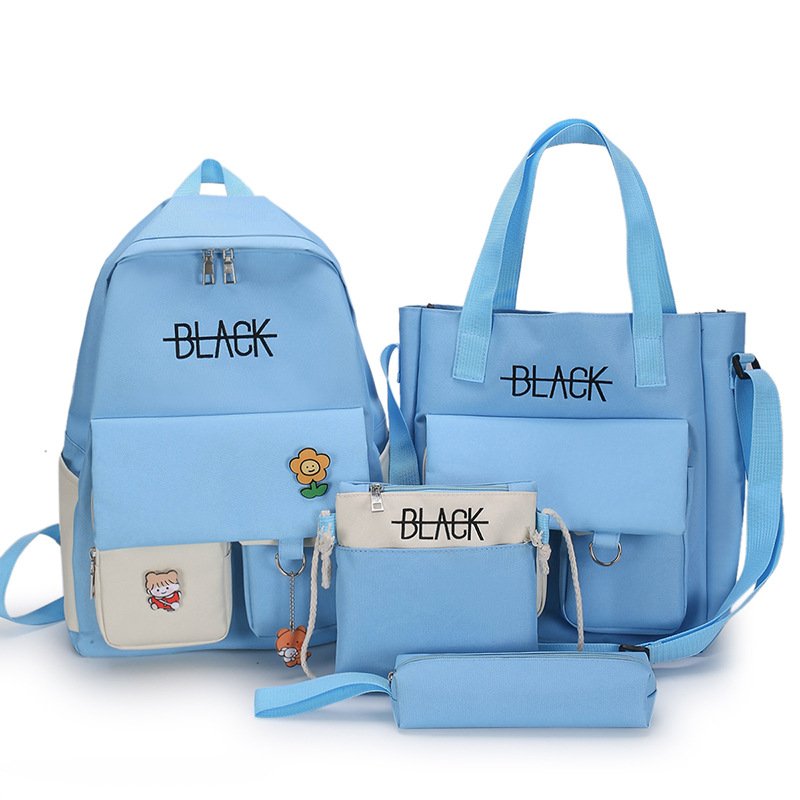 Balo đi học nữ combo balo 4 món black phong cách hàn quốc