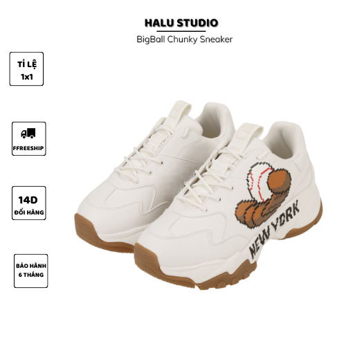 MLB - Giày sneaker bigball chunky đế nâu, MLB fullbox sneaker nam nữ tăng chiều cao, giày unisex