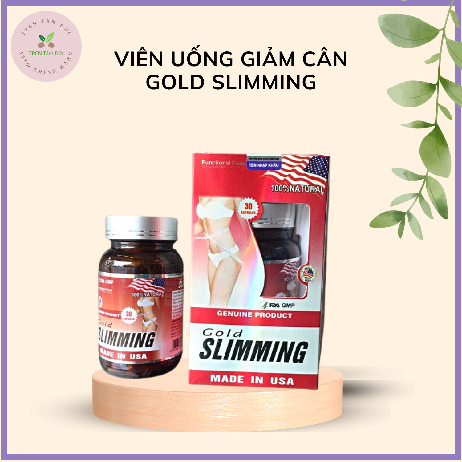 Viên uống giảm cân gold slimming của mỹ hộp 30 viên