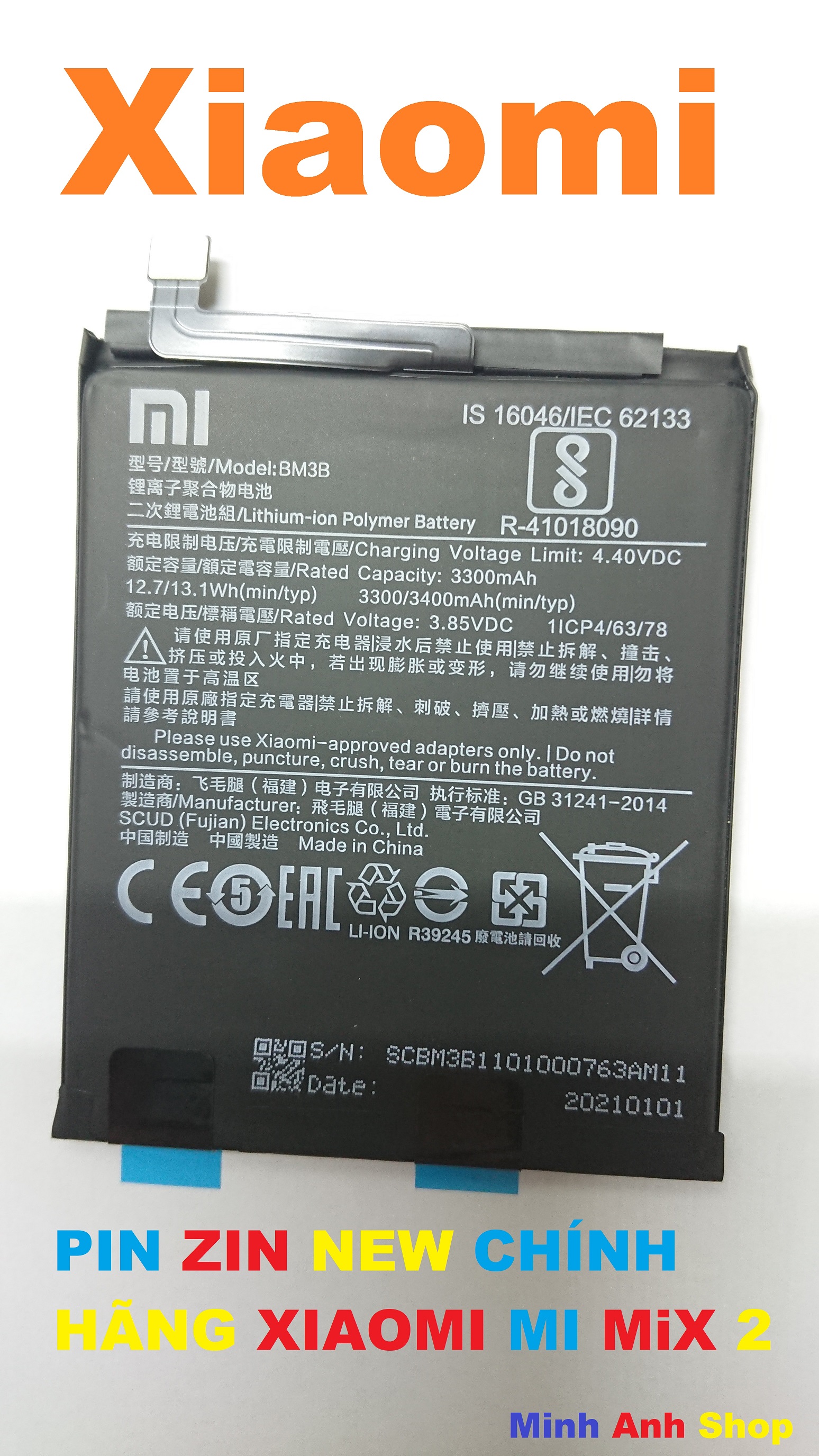 Pin zin new chính hãng xiaomi mi mix 2-bm3b