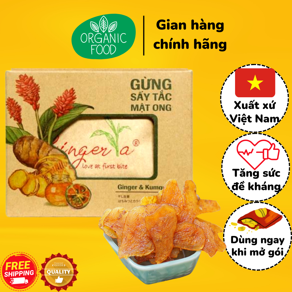 Gừng Sấy Tắc Mật Ong Nam Xanh 40g - Tăng đề kháng, làm ấm họng - Rất thích hợp làm quà tặng