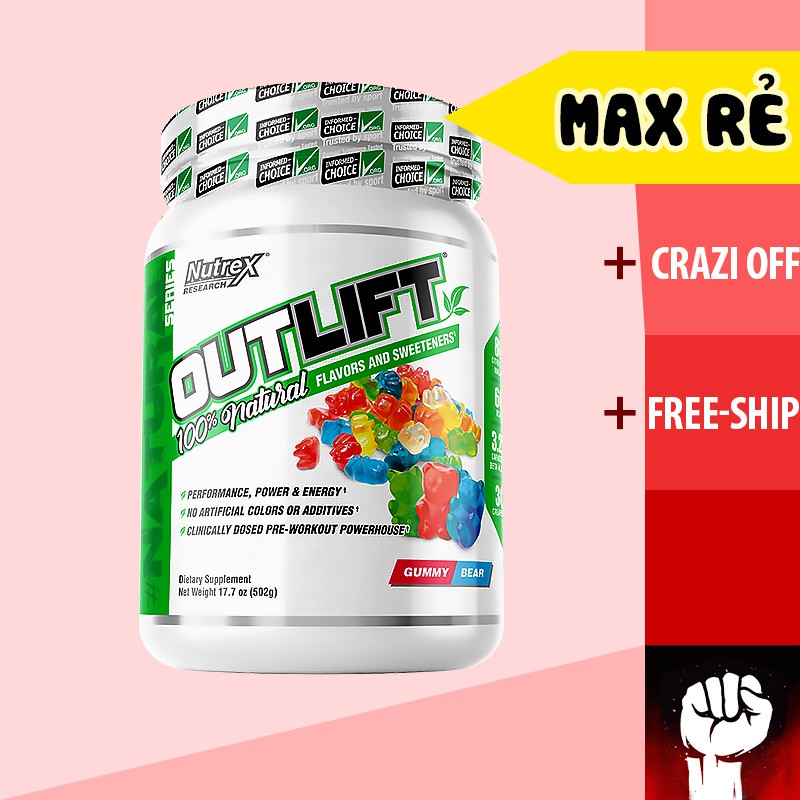 [HCM]Nutrex Outlift Natural - Tăng Sức Mạnh Không Chất Tạo Màu 20 Lần Dùng - Chính Hãng - Muscle Fitness