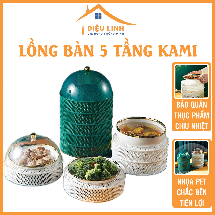 Lồng bàn, Lồng Bàn Đa Năng 5 Tầng Cao Cấp Vừa Là Lồng Bàn Vừa Làm Rổ, Lồng Bàn Kami 5 Tầng Tránh Ruồi Muỗi, Bảo Quản Thực Phẩm, Lồng Bàn Giữ Nhiệt 3 in 1 Tramanhshop