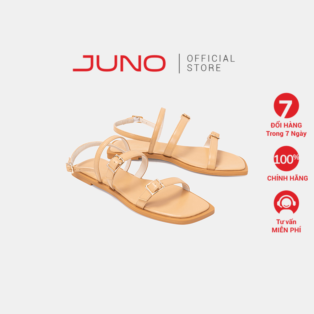 Giày Sandal Nữ 1cm Thời Trang JUNO Dây Phối Khoá SD01118