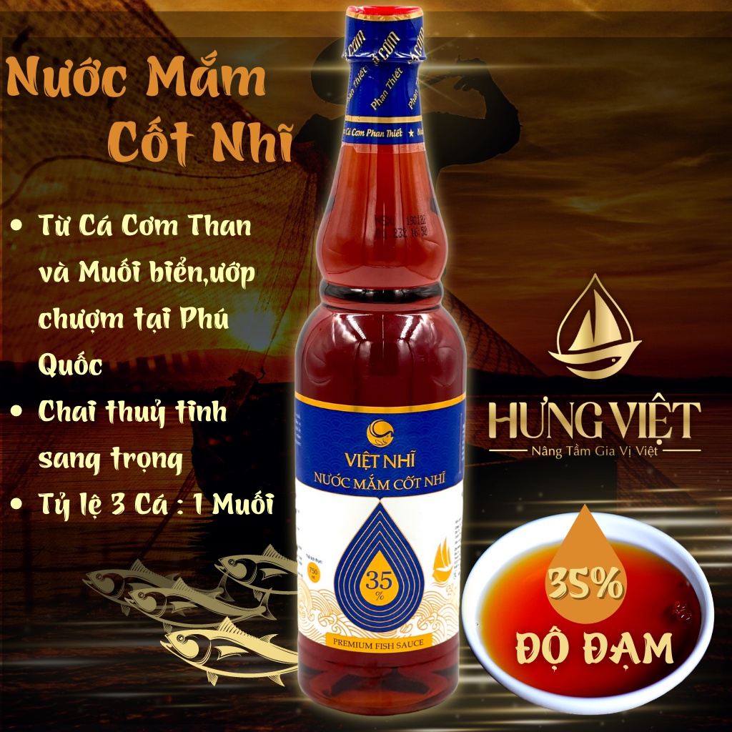 Nước mắm cá cơm cốt nhĩ nguyên chất 35% độ đạm việt nhĩ - hưngviệt