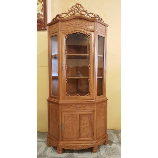 [0% Installment] Red Oak Corner Wine Cabinet, wooden display cabinet, high-class wooden decorative cabinet