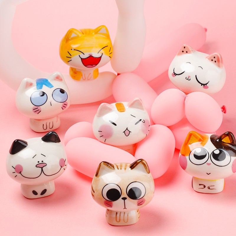 Set 8 mô hình mèo sứ dễ thương
