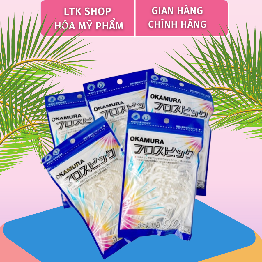 Okamura combo 5 gói tăm chỉ kẽ răng nhật bản okamura loại 90 cây