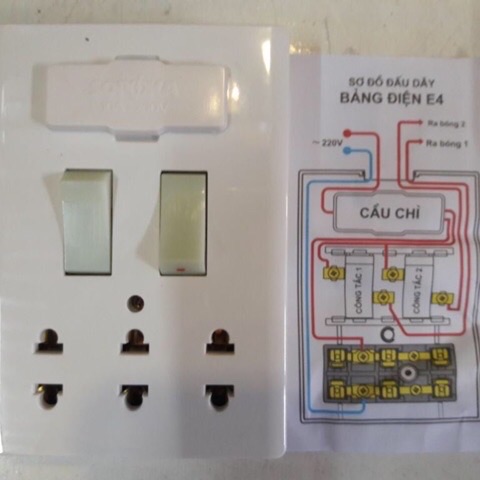 Bảng điện cao cấp E4 Sopoka ( taplo giả âm 2 contac, 3 contac)