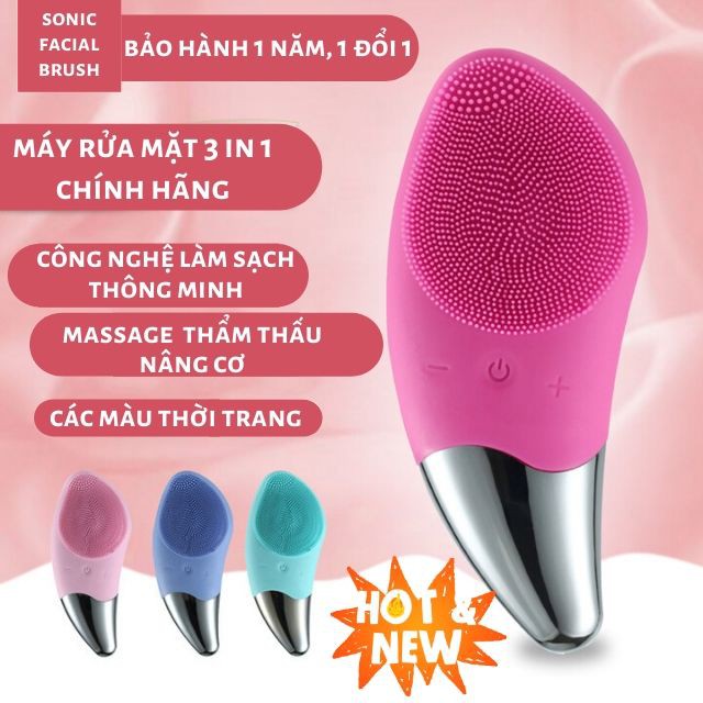 [HCM]Máy Massage Trẻ Hóa Da Mặt 3IN1 Máy Rửa Mặt. Làm Sạch Sâu Kiêm Massage 3 In 1 Mang Lại Làn Da Trắng Đẹp Mịn Màng Đem Lại Sự Tự Tin Cho Phái Đẹp.