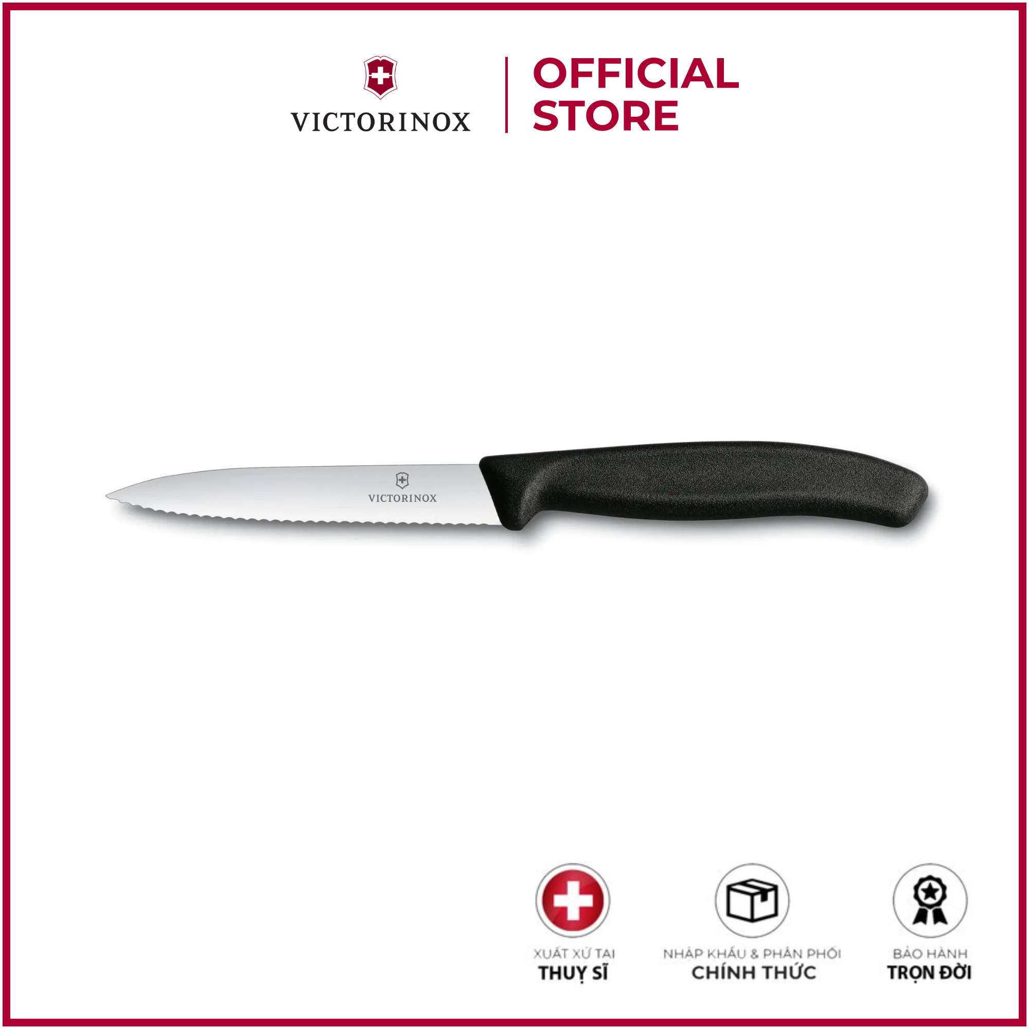 Dao Bếp Victorinox Swiss Classic Paring Knife 10cm lưỡi răng cưa 6.7733