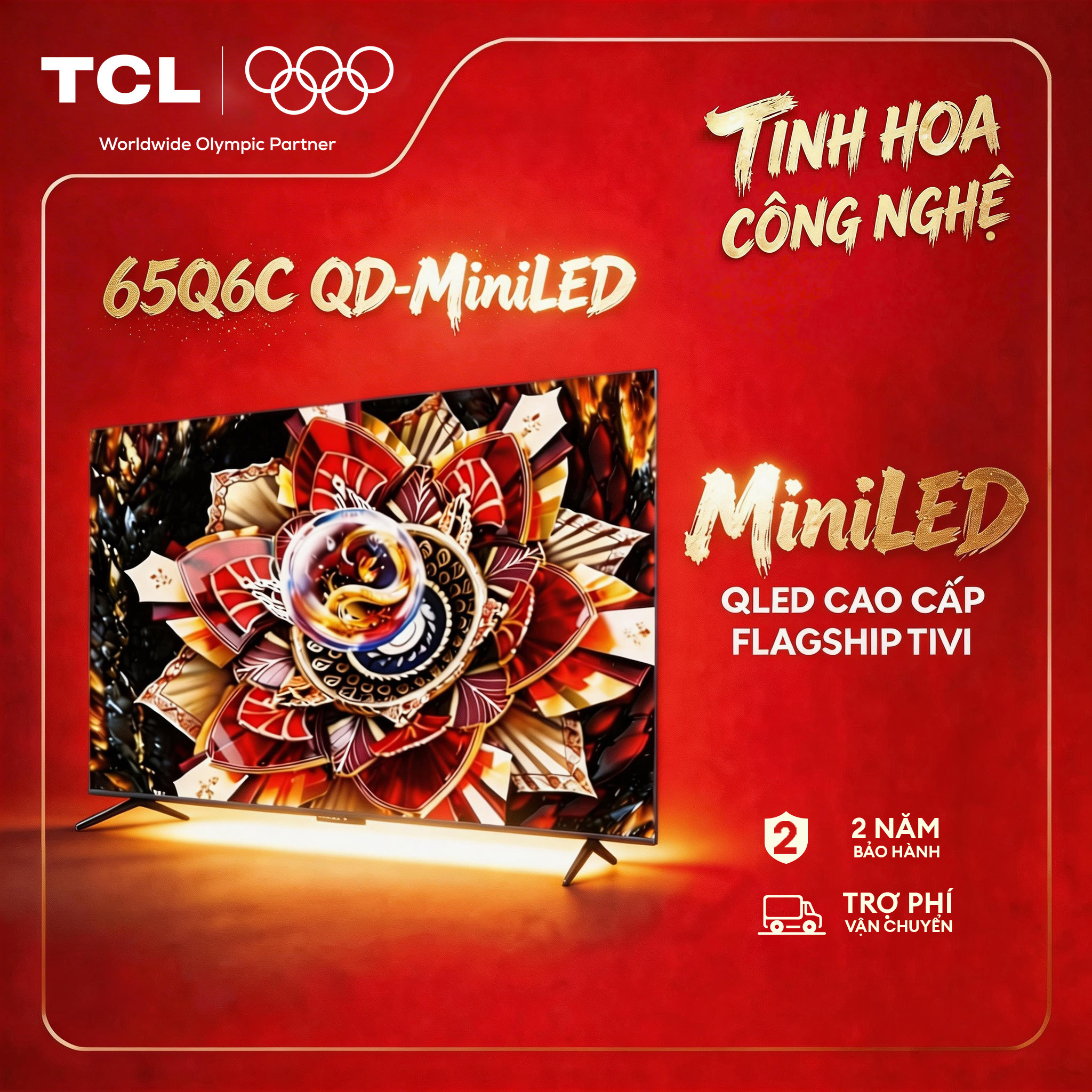 【QD-Mini LED】65inch - TV QLED Cao Cấp - 4K Smart Google TV TCL 65Q6C - HDR10+ - Tần số quét 144Hz - Dolby Atmos - Bảo Hành 2 Năm - Hàng Chính Hãng