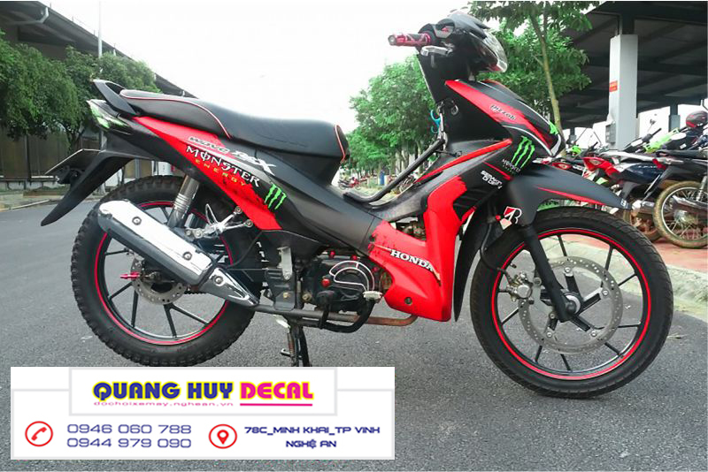 Tem trùm xe wave rsx đỏ đen monster - Độ dán team trùm decal xe máy wave rsx đỏ đen monster - Team trùm decal xe máy wave rsx rẻ đẹp và chất