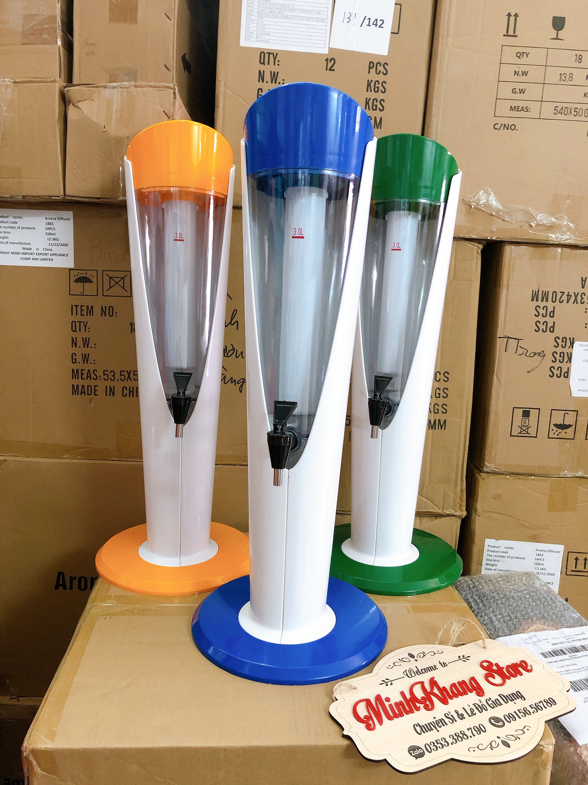 Tháp bia 3 lít trụ nghiêng chắc chắn bền đẹp- gồm 3 màu-kèm ảnh thật