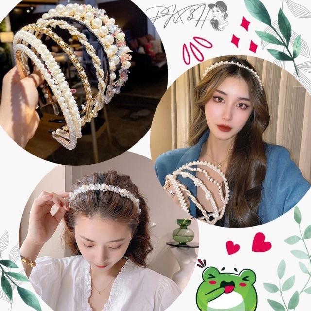 [FREESHIP+QUÀ 10K] Bờm Cài Tóc Đính Ngọc Trai Thanh Lịch, Băng Đô Phong Cách Hàn Quốc - Phụ Kiện Xinh 3H. Kiểu dáng dễ thương. Thích hợp cho những dịp đi chơi, đi tiệc, du lịch. Tặng buộc tóc Scunchies 10K với đơn hàng trên 50K