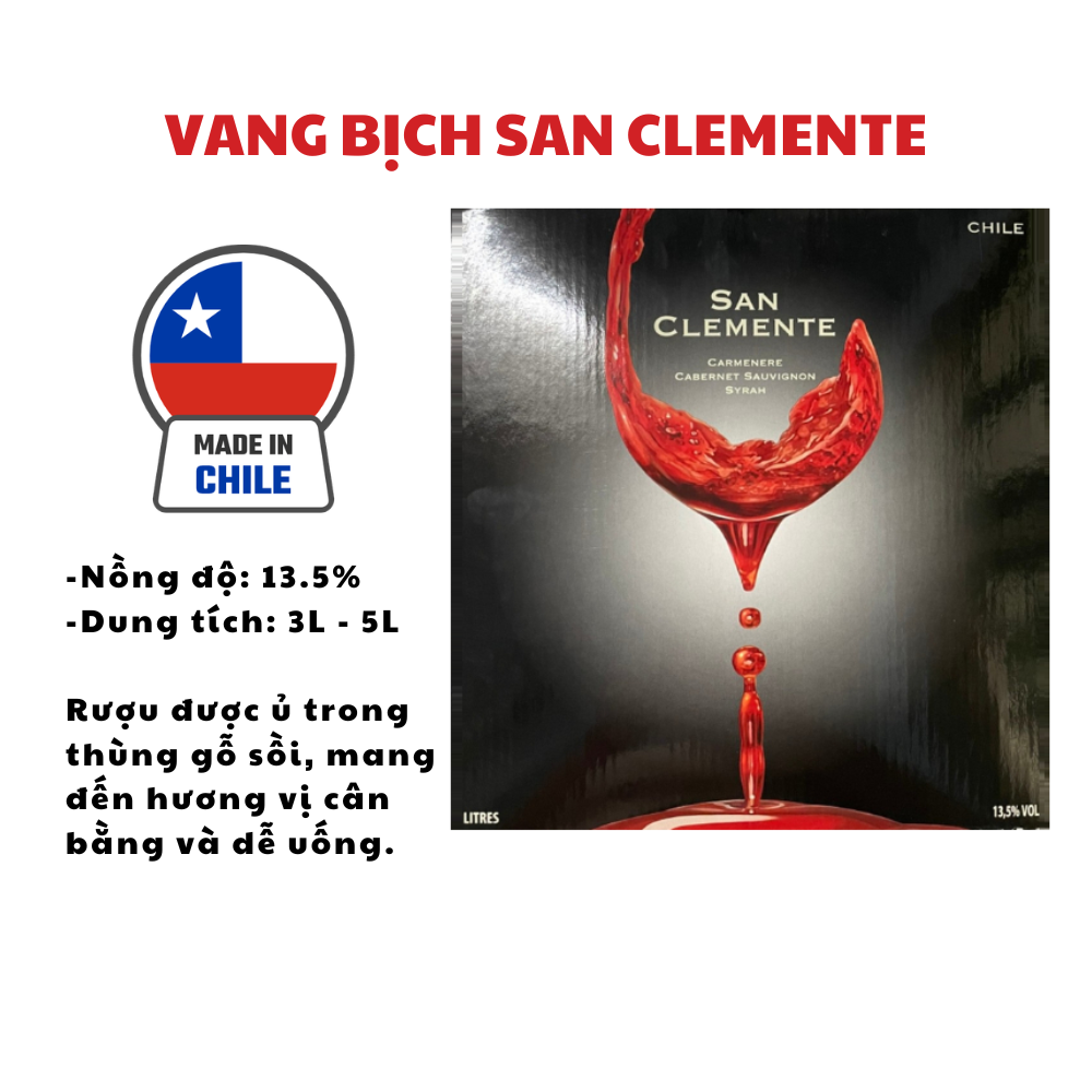 Vang bịch Chile San Clemente 3L - Wine Bag - BIB