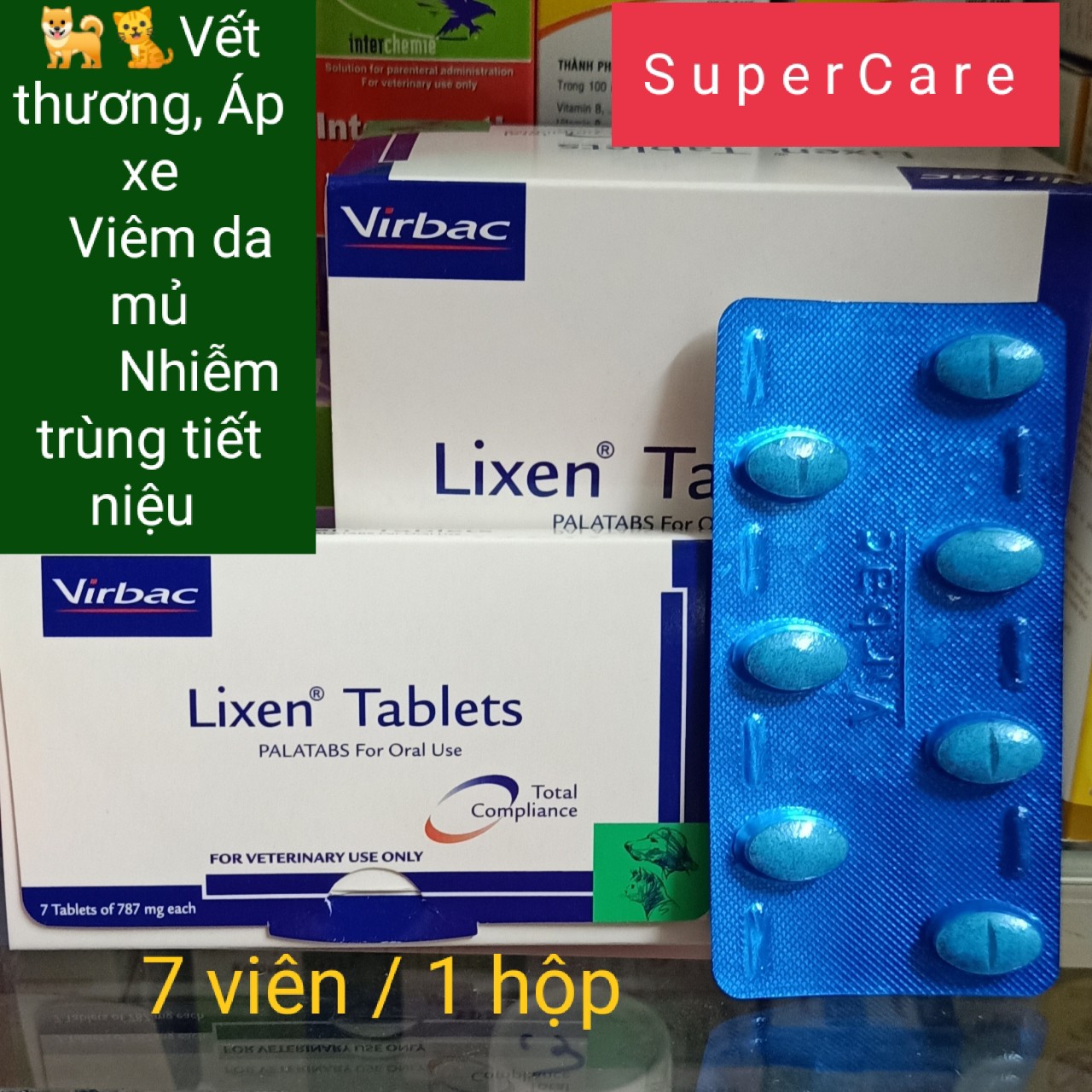 [CÓ HỎA TỐC] Hộp LIXEN (7 Viên/Hộp) – Viêm Da Nhiễm Trùng Tiết Niệu Trên Chó Mèo