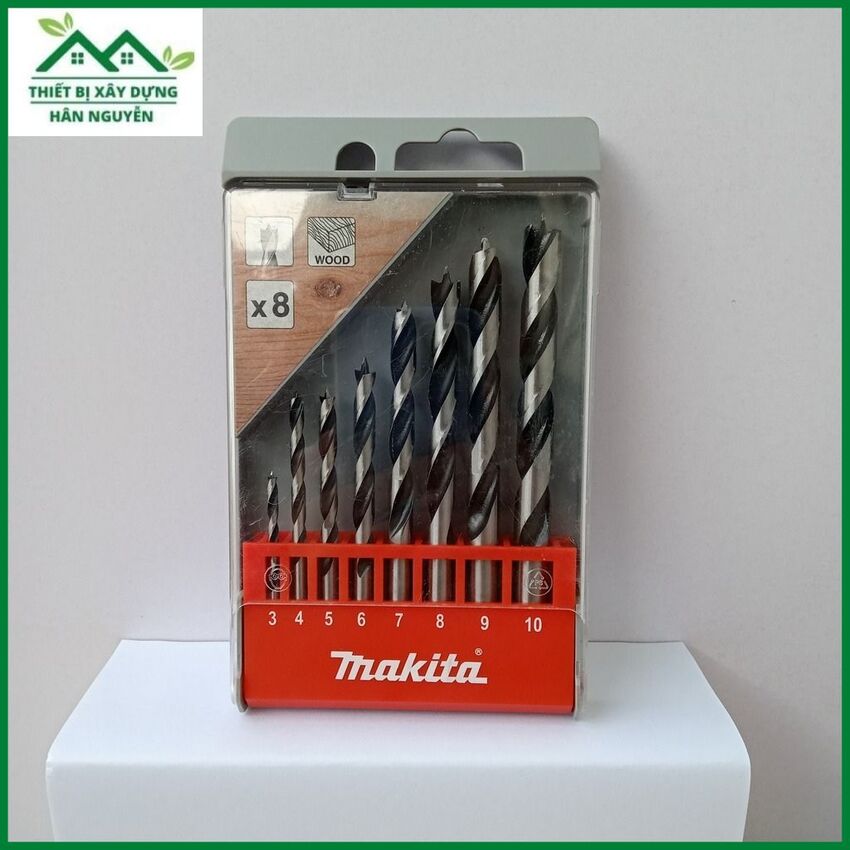 Bộ mũi khoan gỗ makita d-57227 gồm 8 mũi từ 3mm-10mm chân tròn