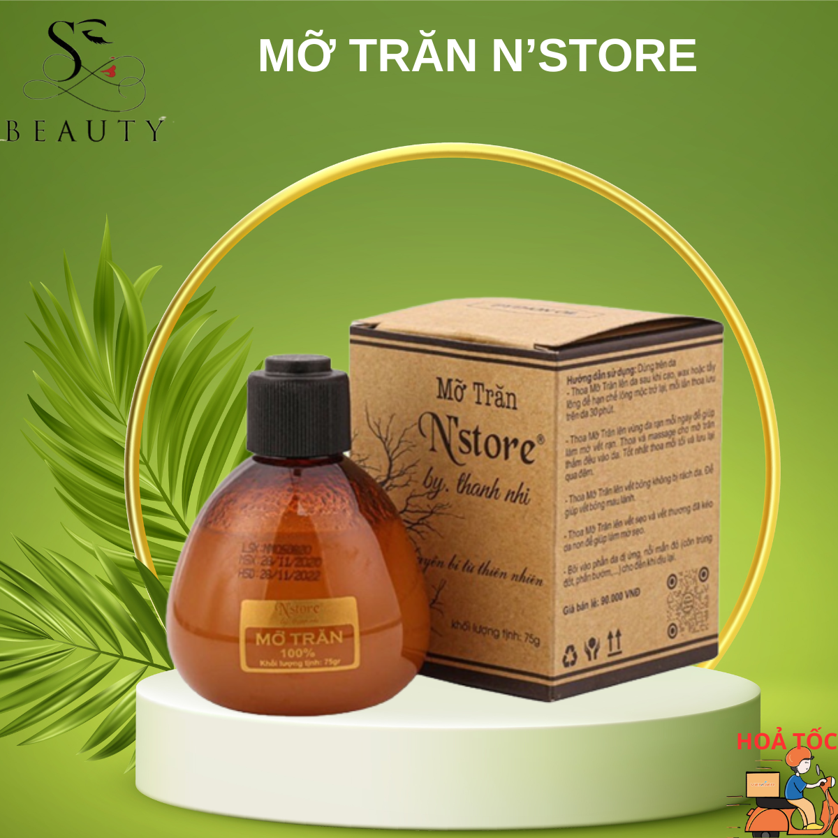 Mỡ Trăn Nguyên Chất N'store triệt lông, mờ rạn da, dịu vết bỏng lành tính tại nhà 75gr