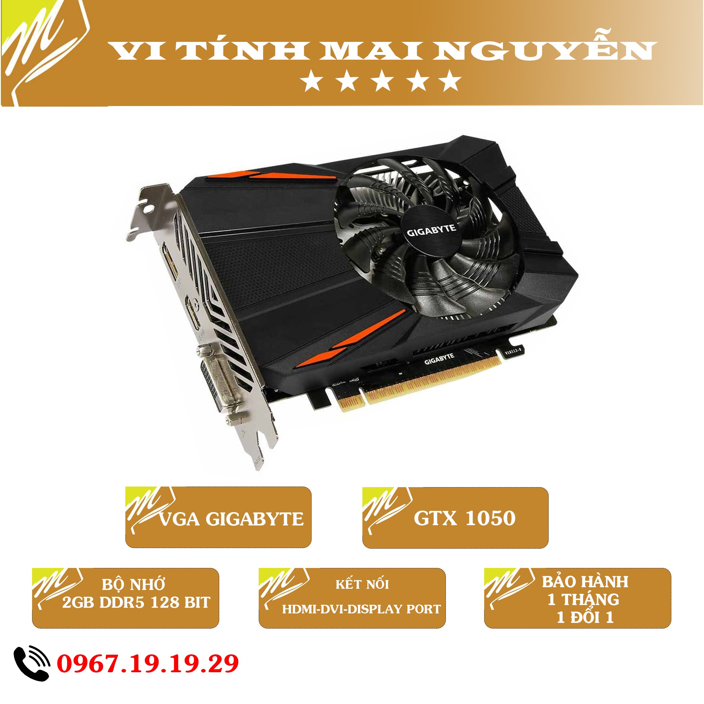 Vga-card màn hình gigabyte gtx 1050-2g-d5-128bit. hàng đã qua sử dụng. bh 1 tháng.
