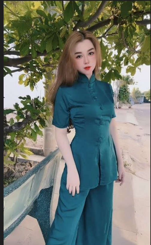 Đồ lam đi chùa nữ - bộ đi lễ chùa đẹp cao cấp trang nhã vải lụa dành cho phật tử_momo shop_lam03