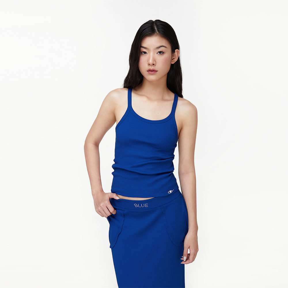 Thebluetshirt - áo ba lỗ nữ màu xanh dương - real tank - blue