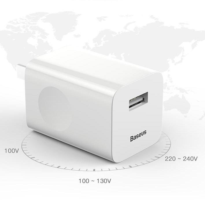 Củ sạc nhanh thương hiệu Baseus công suất 24W Công nghệ Sạc Nhanh Qualcomm QC 3.0 tự động điều chình dòng sạc đối với iPhone X, iPhone 11 pro , Samsung Galaxy S8, S9, Note 8, Note 9 Xiaomi mix 3
