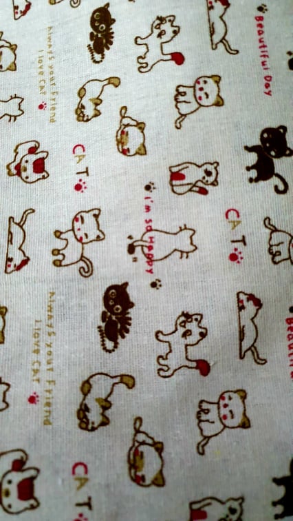 Vải bố/vải canvas họa tiết mèo happy