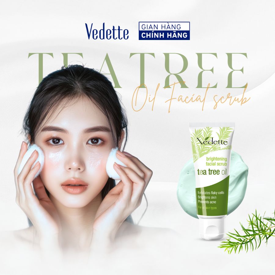 [TẶNG MẶT NẠ KEM SỮA CHUA 10ML] Sữa tẩy tế bào da chết Vedette tinh dầu tràm trà (Tea Tree Oil) 45ml (TP02025005423)