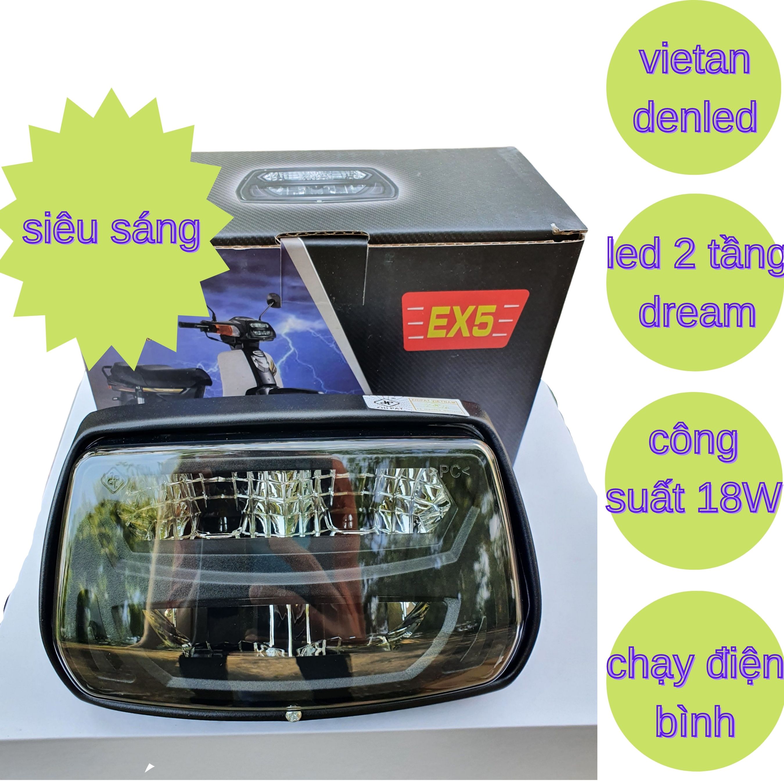 Led pha 2 tầng zipat cho xe honda dream (honda ex5)
