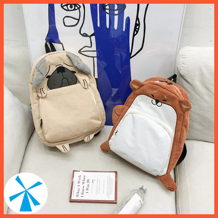 Balo cặp sách đi học cho học sinh nữ cấp 2, thcs, cấp 3 thời trang cá tính dễ thương cute hình con chó và con cáo
