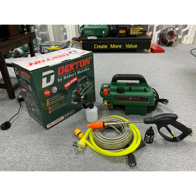 Máy rửa xe áp lực cao DEKTON 2800A công suất 2800W áp lực phan max lên đến 130Bar moter đồng cảm ứng Tặng bình tạo bọt và khớp nối dài vòi xịt