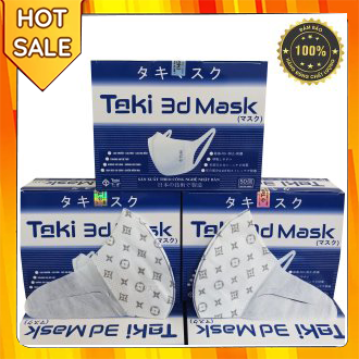 Khẩu trang 3D Mask Taki hộp 50 cái kháng khuẩn, có tem niêm phong, đạt tiêu chuẩn ISO và kiểm định Bộ Y Tế. Sản xuất theo quy trình của Nhật Bản đảm bảo an toàn tuyệt đối. Khẩu trang y tế 3D Mask