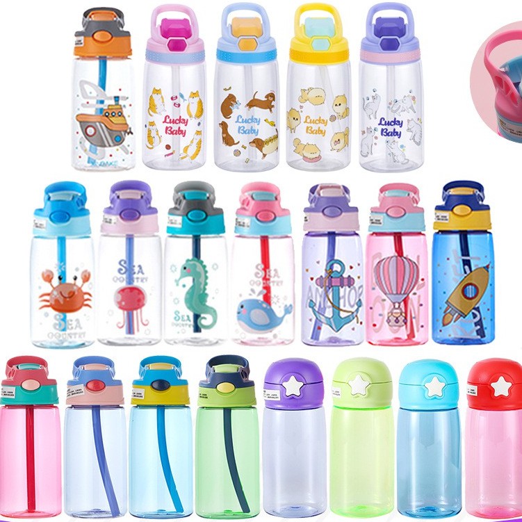 Bình nước cầm tay cho trẻ em 480ml , bình nước hoạt hình nhiều mẫu