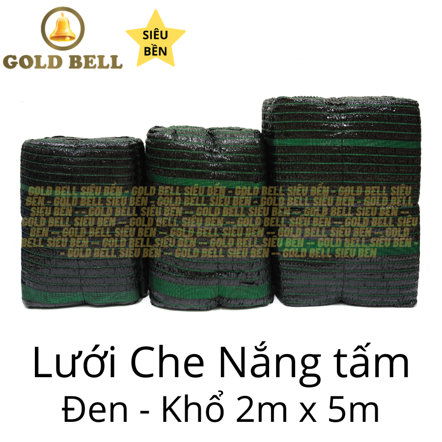 Lưới che nắng Goldbell (Chuông Vàng) Chính Hãng khổ 2m x 5m - màu đen