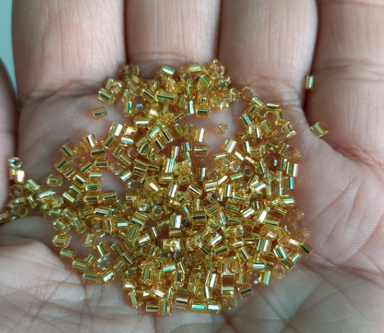 10/25/50gam cườm gẫy, cườm trúc 3mm màu vàng