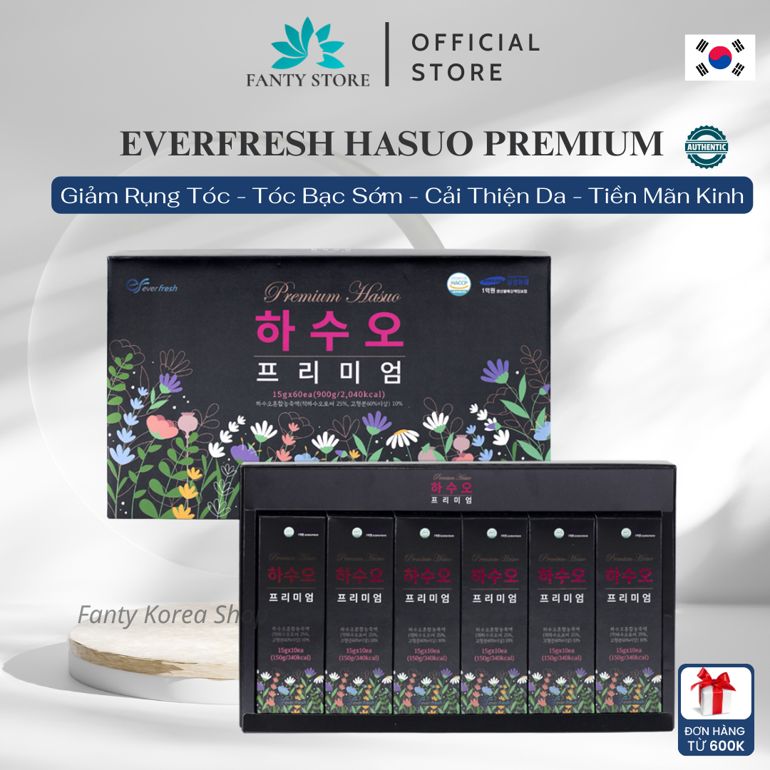 [Chuẩn Hàn- Cao Cấp] Everfresh Hasuo Premium - Nước Uống Hà Thủ Ô Đỏ Giảm Gãy, Bạc, Rụng Tóc, Đẹp Da