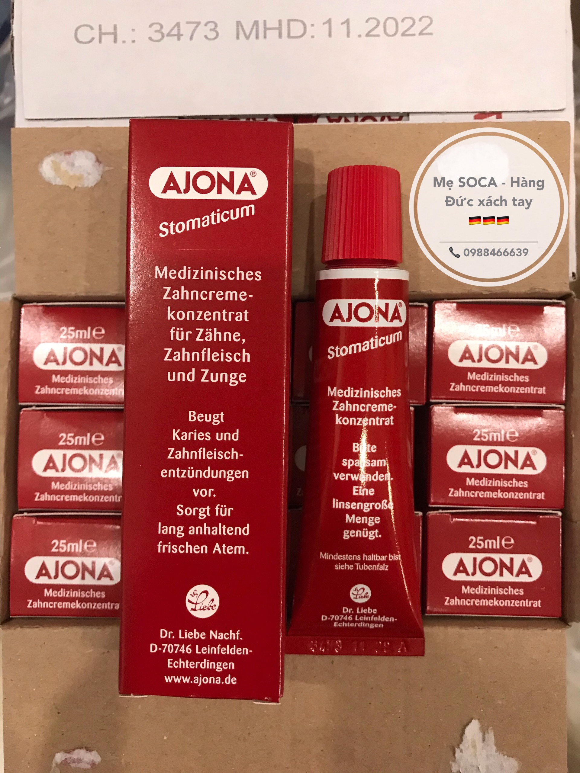 KEM ĐÁNH RĂNG DƯỢC LIỆU AJONA 25ML LOẠI BỎ CAO RĂNG VÀ CHỐNG VIÊM (hàng nội địa Đức)