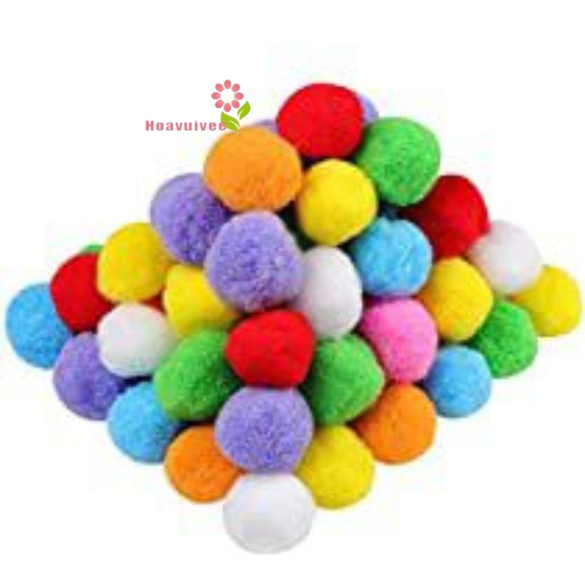 Pompom hạt bông màu- pompom thiết bị mầm non - Hoavuivee