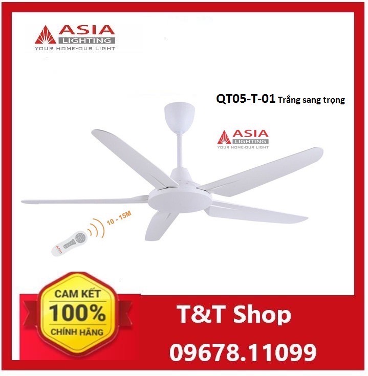 Quạt trần cao cấp QT05-T-01 Asia màu trắng sang trọng