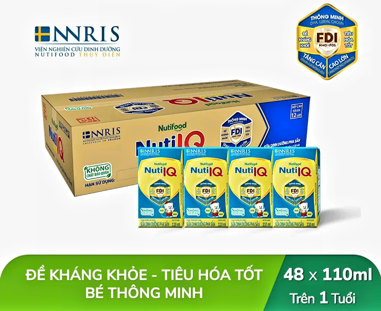 (HSD T7-2024) Thùng 48 Hộp Sữa Bột Pha Sẵn Nuti IQ Gold 110ml.