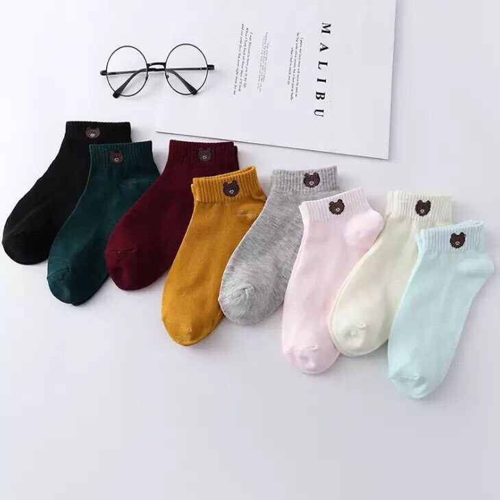 [BỘ 10 ĐÔI TẤT GẤU BROWN KÈM TÚI RÚT ĐỰNG - "SIÊU XINH"- HÀNG NHẬP