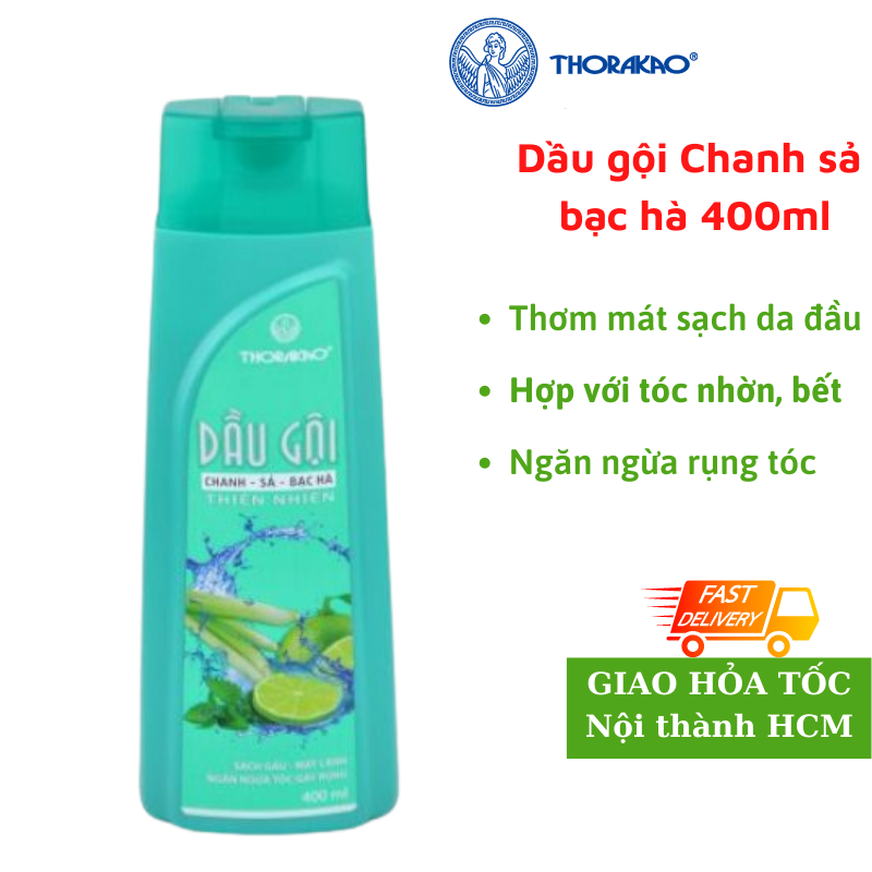 Dầu gội Chanh sả bạc hà Thorakao 400ml dùng cho tóc dầu, tóc bết