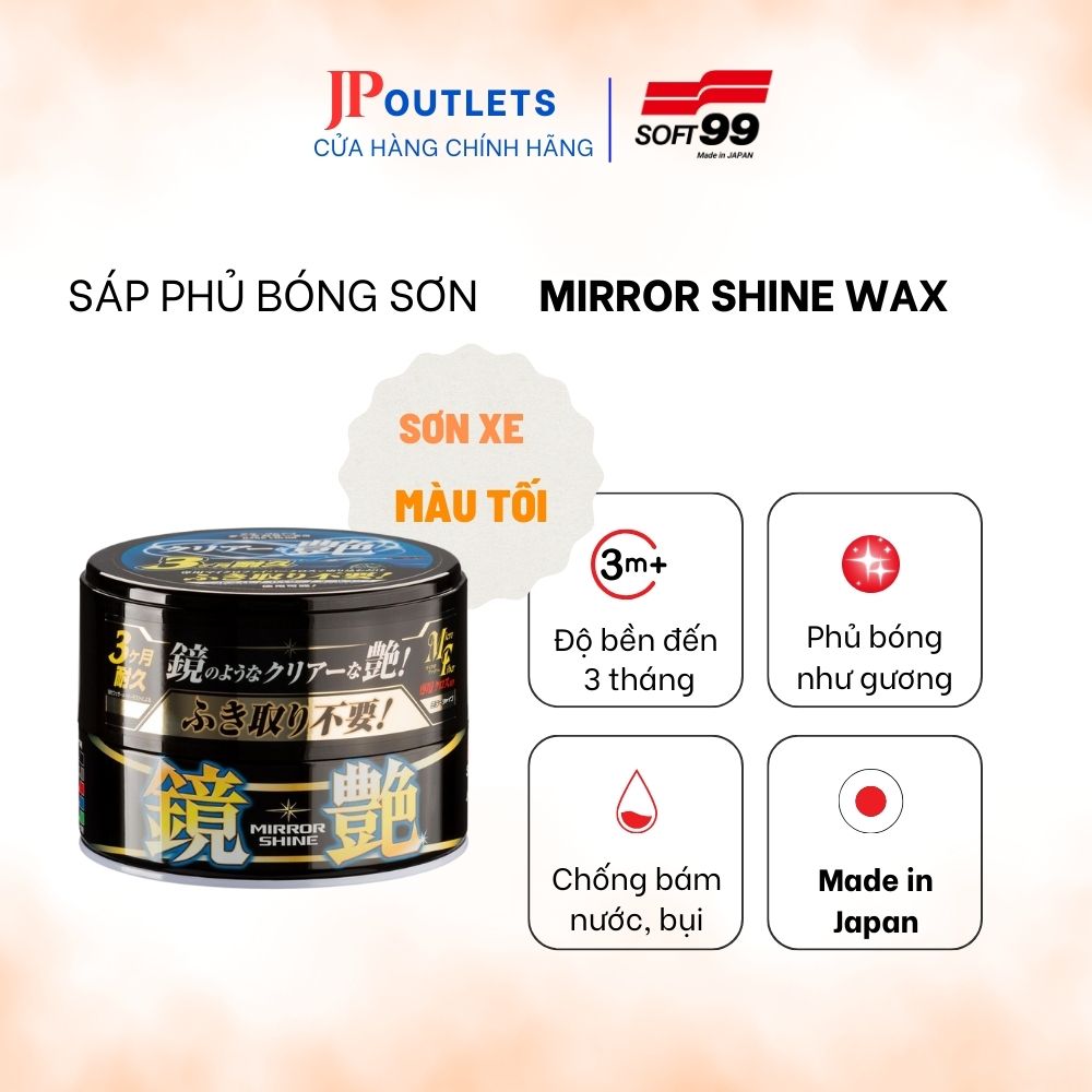 Sáp phủ bóng sơn xe ô tô màu tối mirror shine wax dark w-213 | soft99 japan