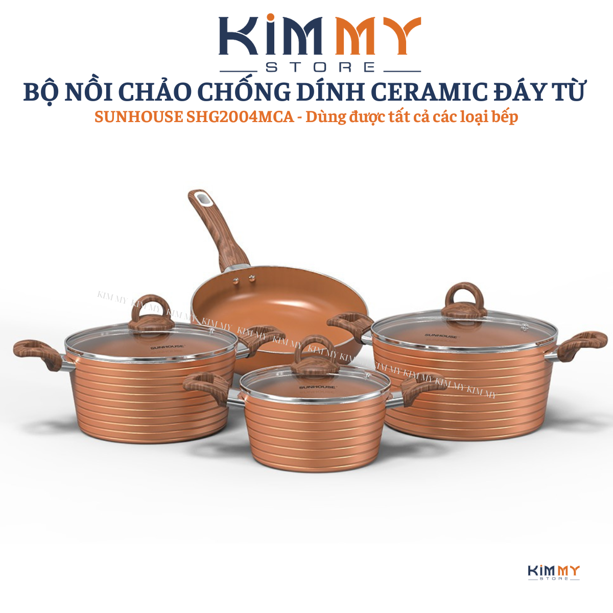 BỘ NỒI CHẢO CHỐNG DÍNH CERAMIC ĐÁY TỪ SUNHOUSE SHG2004MCA