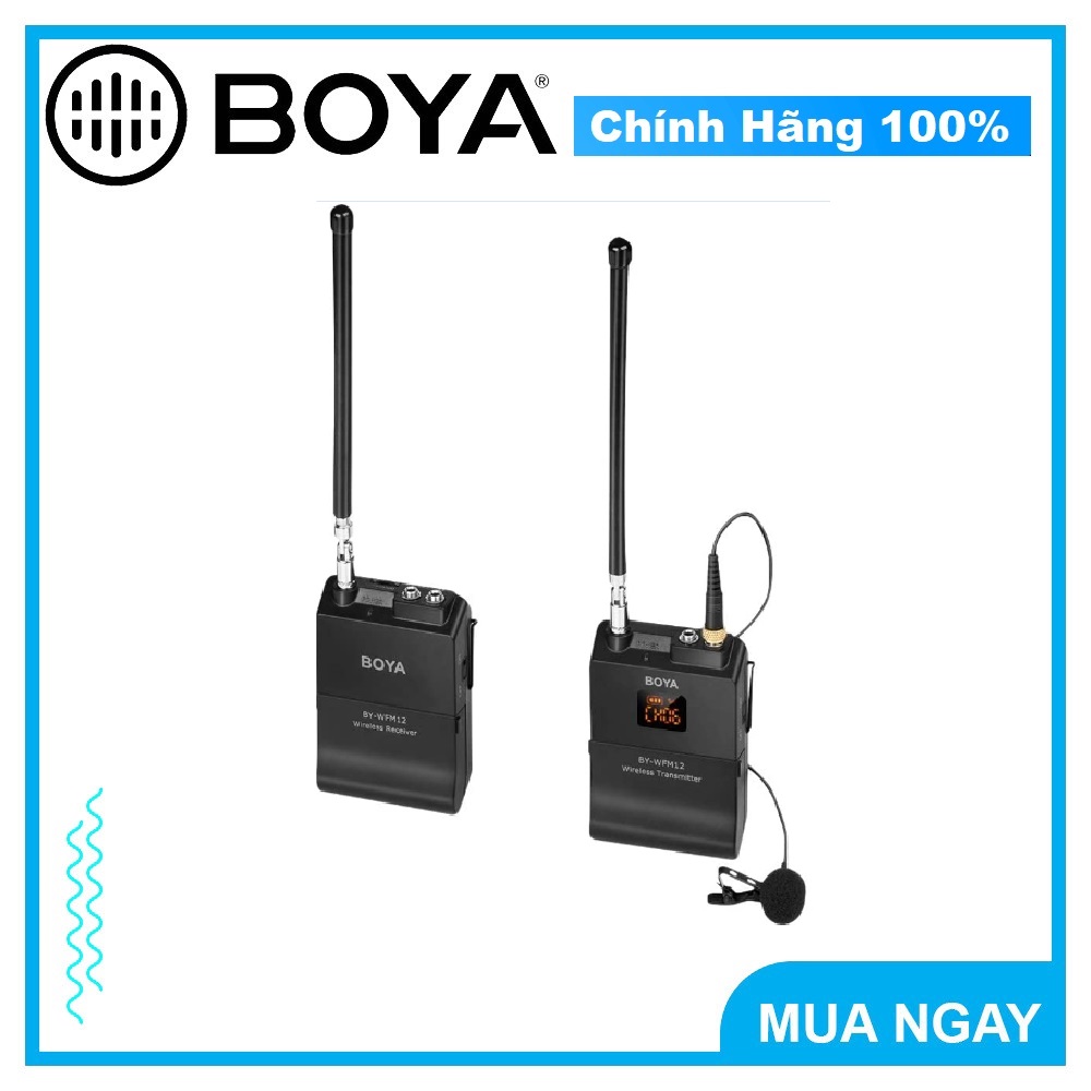 Micro thu âm không dây dành cho Máy ảnh - BOYA Wireless Microphone System BY-WFM12 - Cổng 3.5mm(FB131)