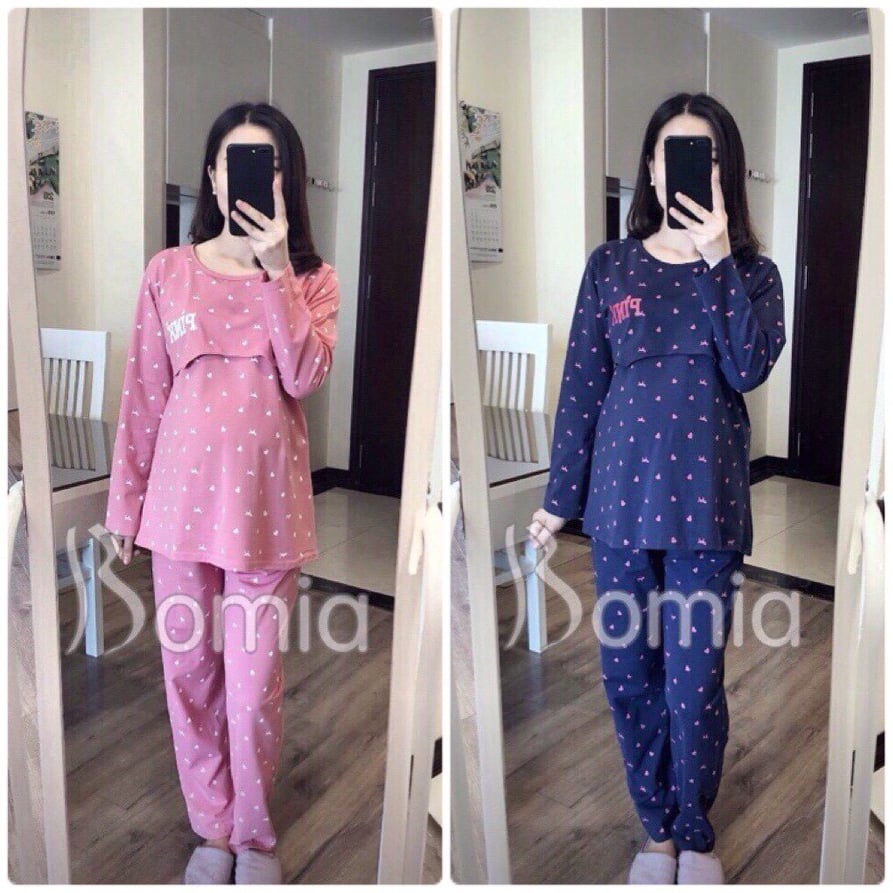 [Rẻ Vô Địch] Bộ Đồ Bầu Và Sau Sinh Pink Dài, Chất Liệu Cotton Cao Cấp