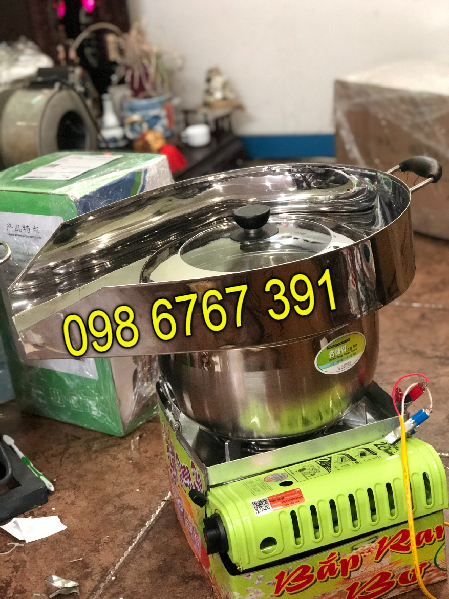 Nồi làm bỏng bắp rang bơ công nghiệp, máy nổ bỏng bắp rang bơ dùng được cả bình ga du lịch và bình ga to